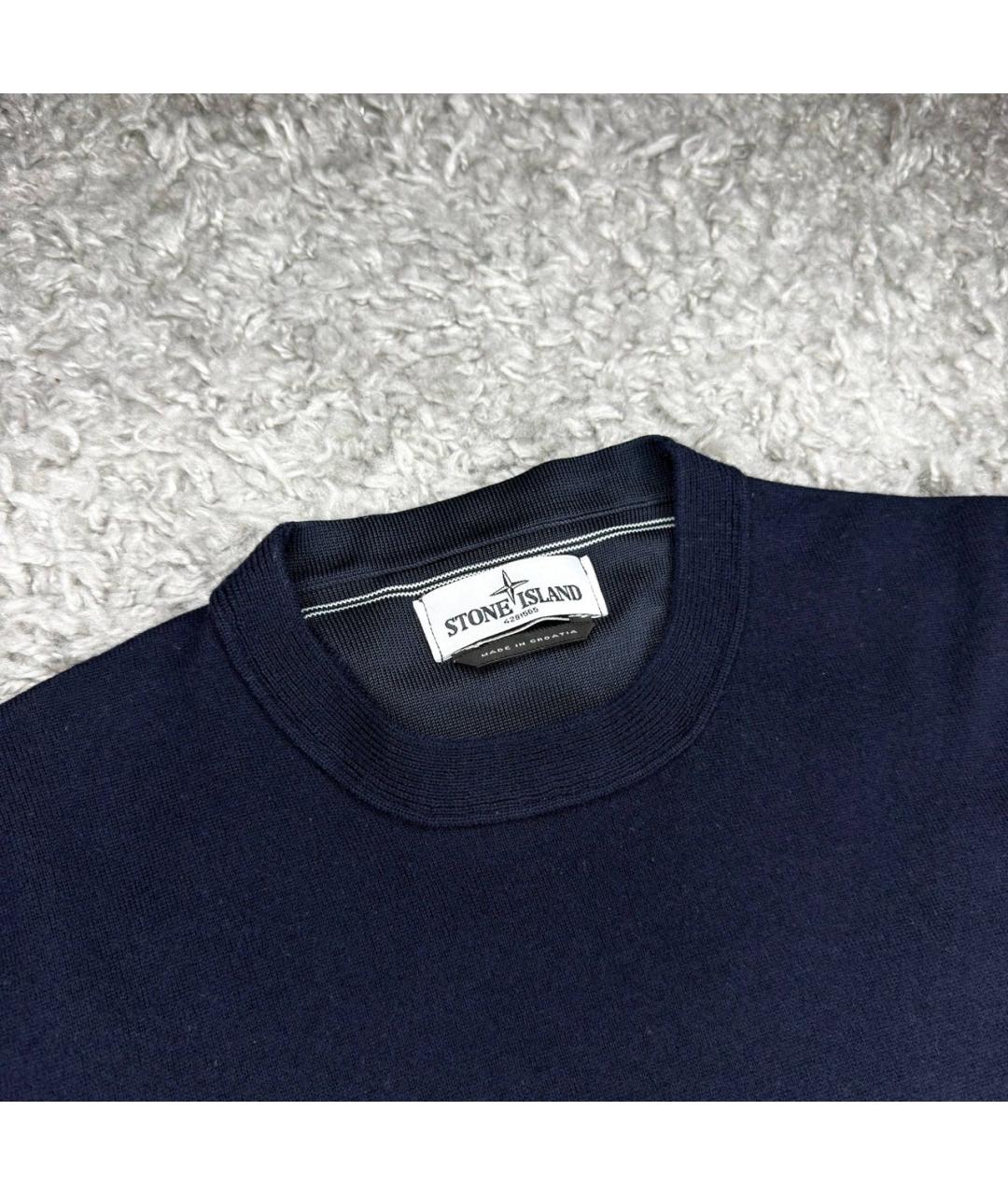 STONE ISLAND Темно-синий шерстяной джемпер / свитер, фото 2