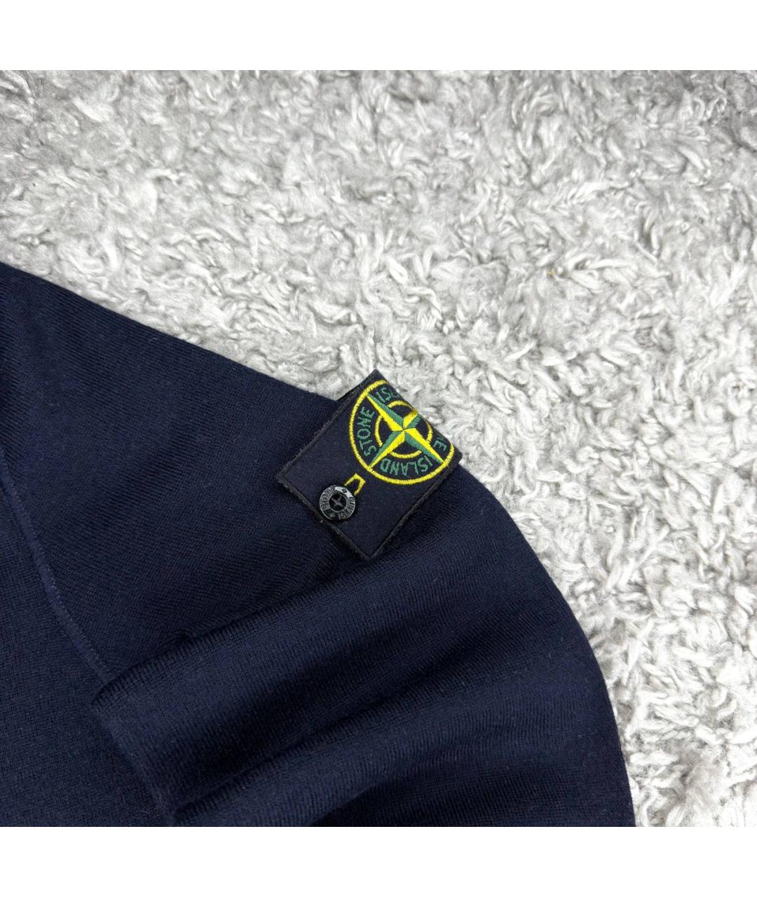 STONE ISLAND Темно-синий шерстяной джемпер / свитер, фото 3