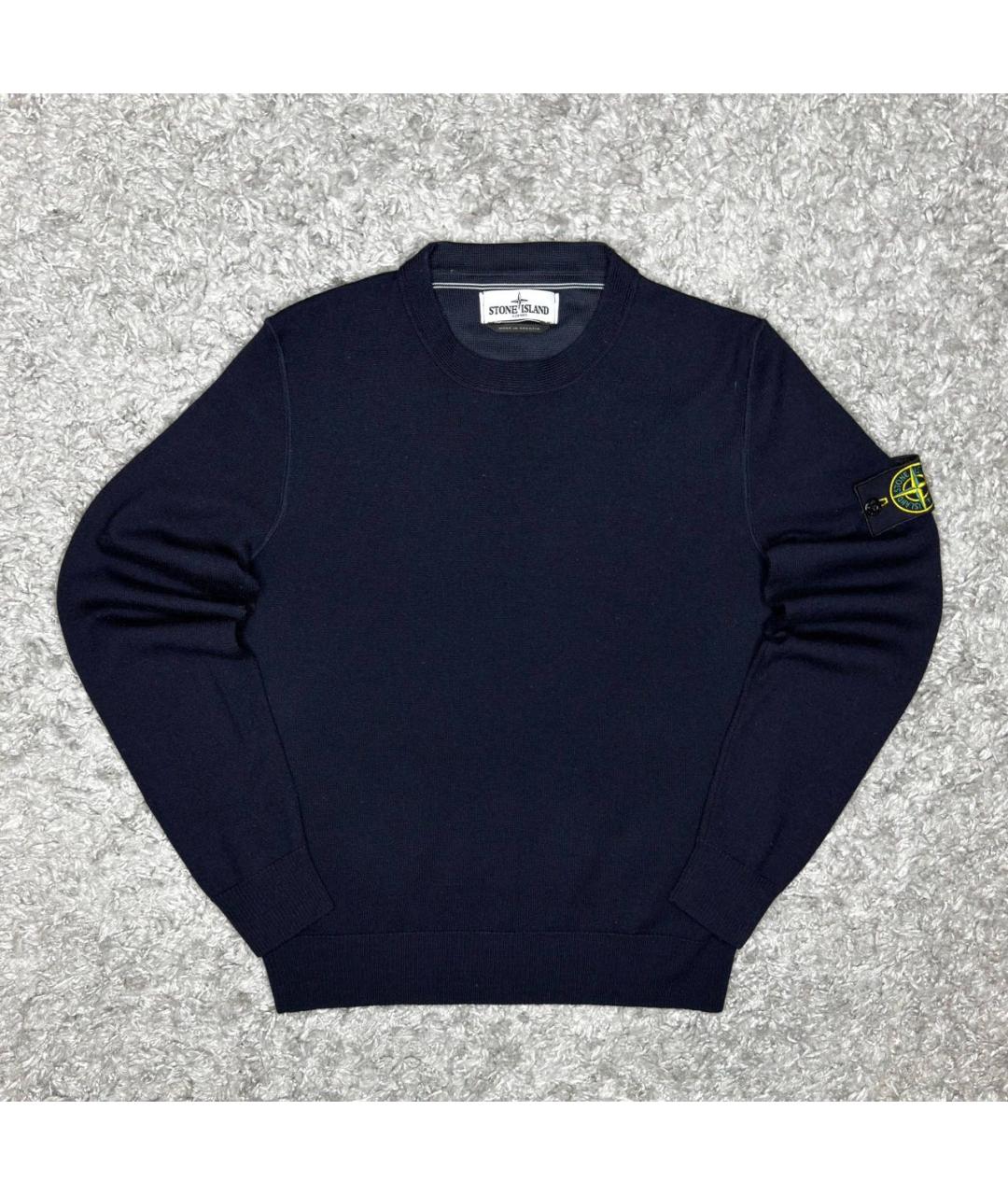 STONE ISLAND Темно-синий шерстяной джемпер / свитер, фото 5