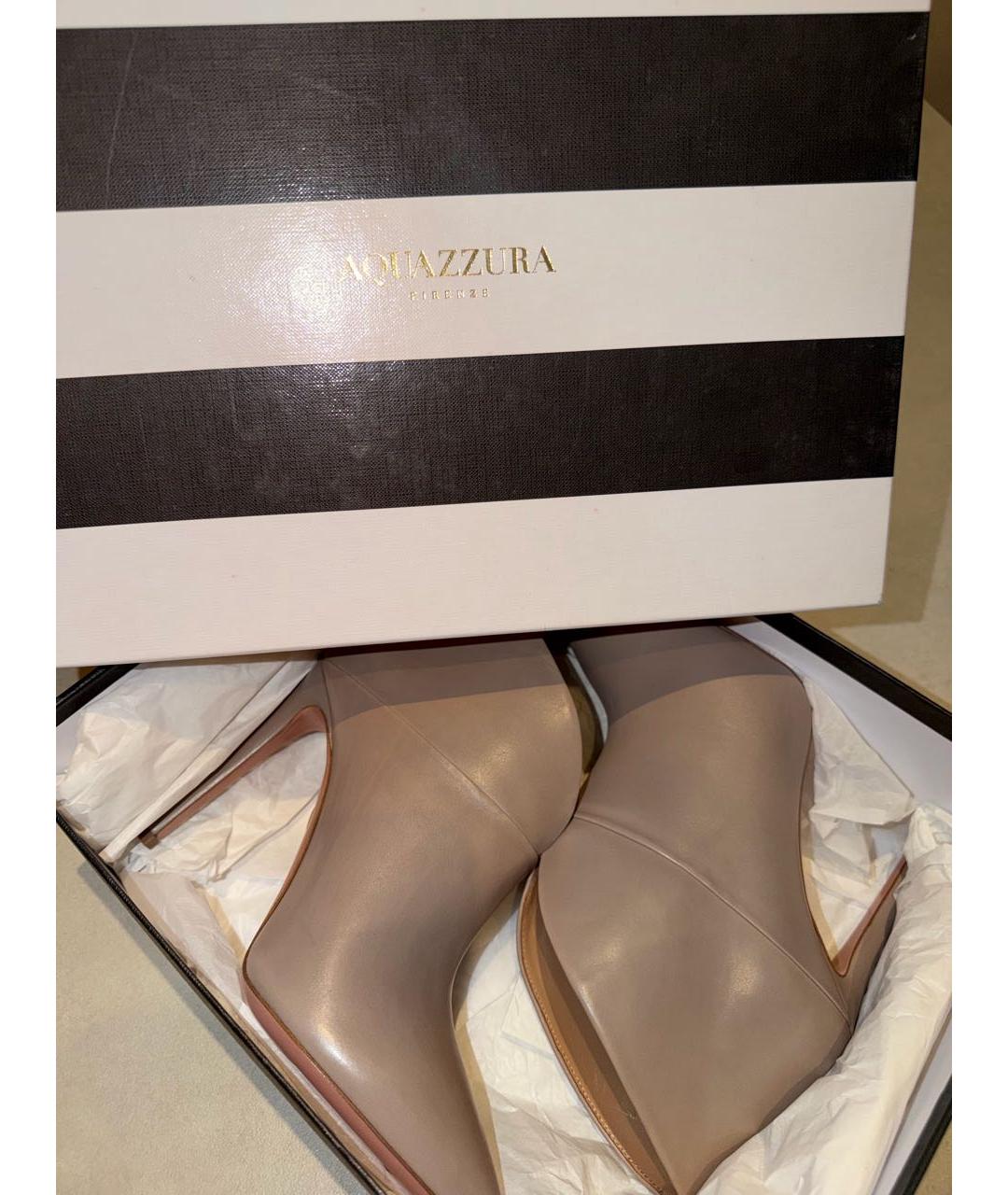 AQUAZZURA Бежевые кожаные ботильоны, фото 7