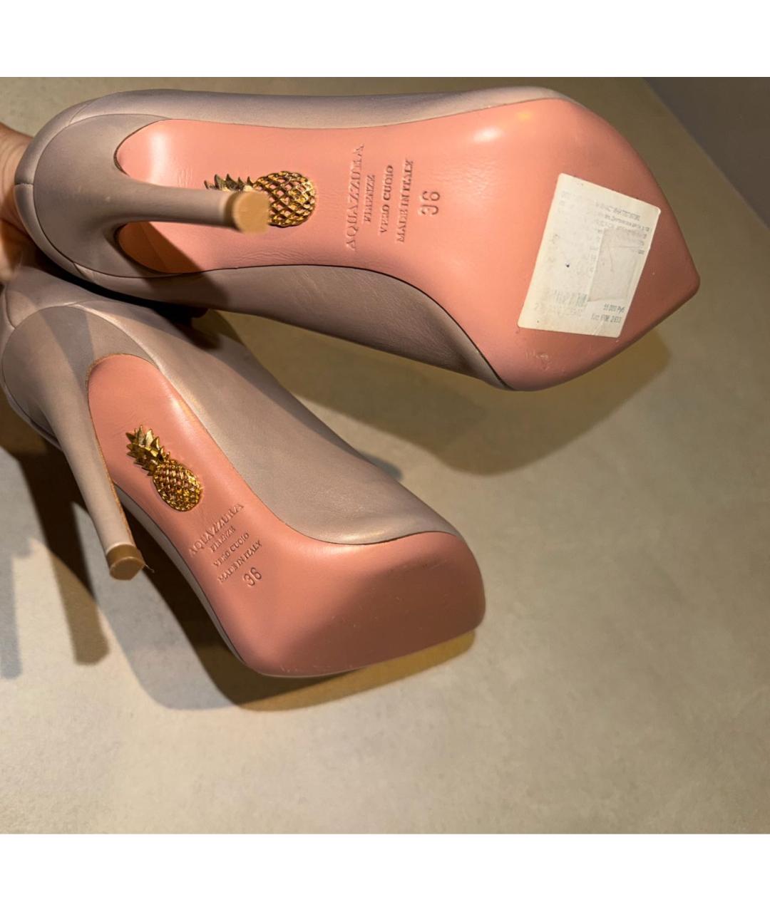 AQUAZZURA Бежевые кожаные ботильоны, фото 4