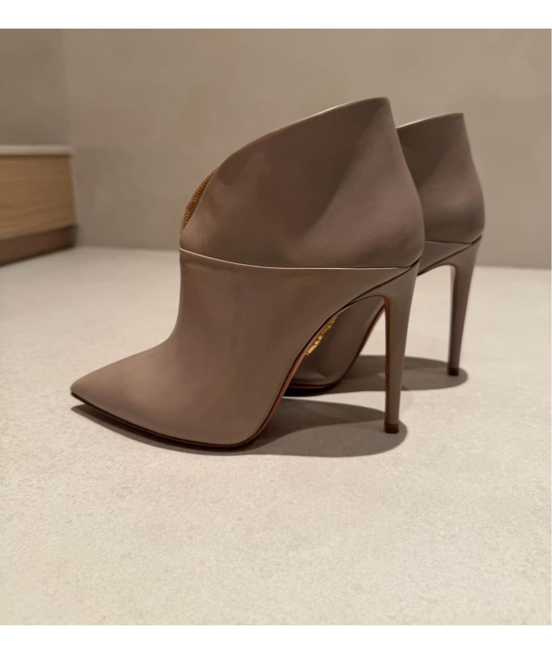 AQUAZZURA Бежевые кожаные ботильоны, фото 2