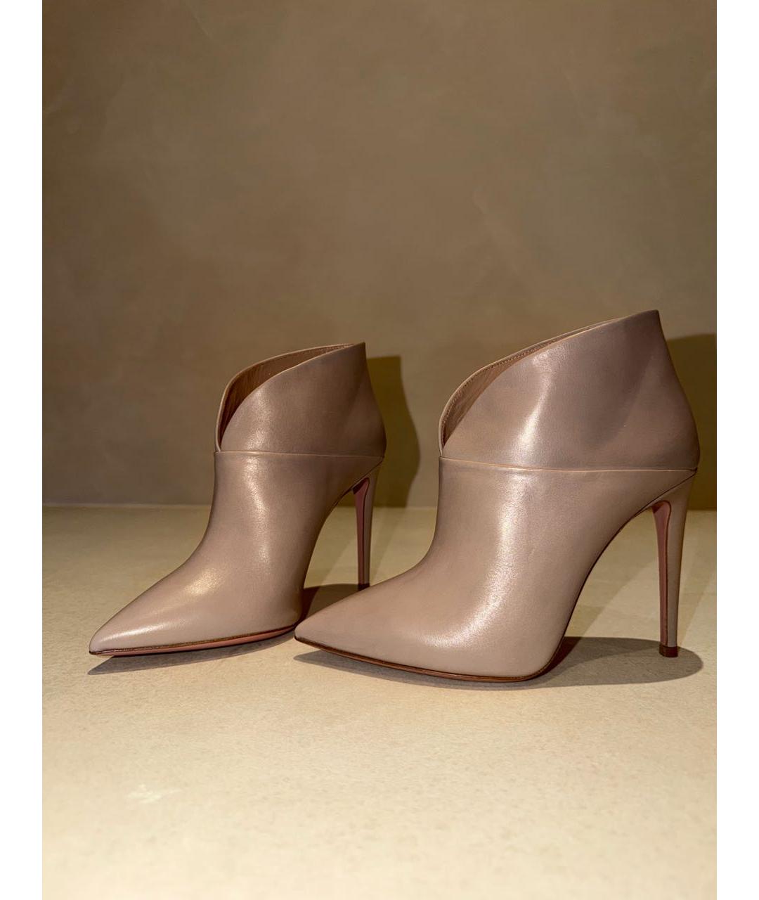 AQUAZZURA Бежевые кожаные ботильоны, фото 5