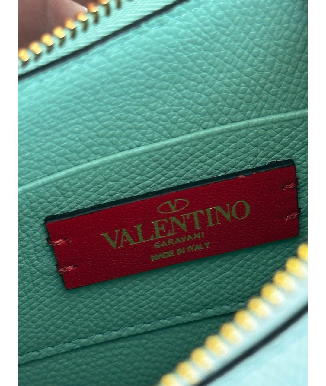 VALENTINO Бирюзовая кожаная сумка через плечо, фото 5