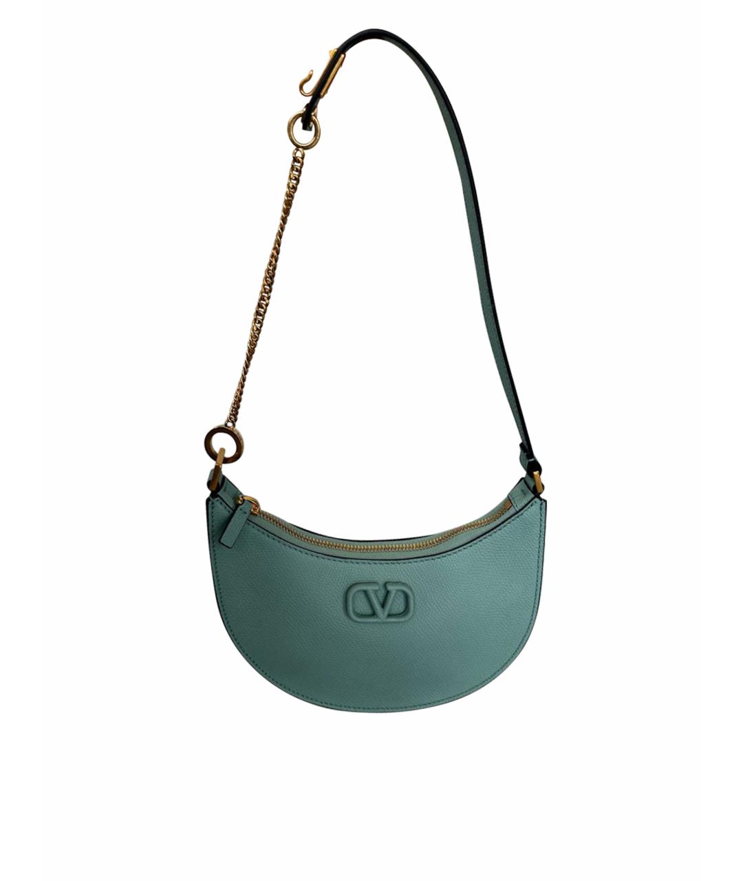 VALENTINO Бирюзовая кожаная сумка через плечо, фото 1