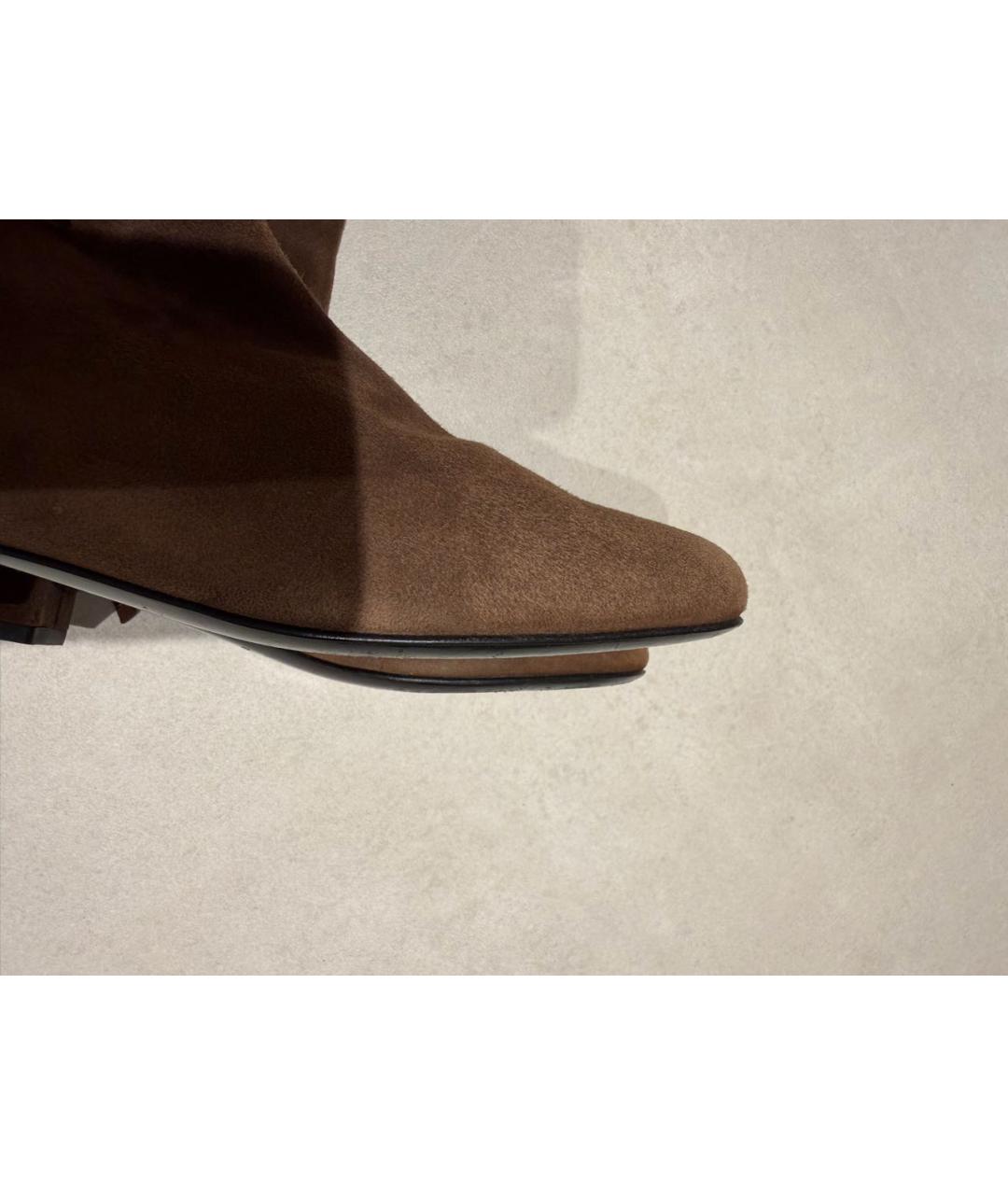 SAINT LAURENT Коричневые замшевые ботфорты, фото 6