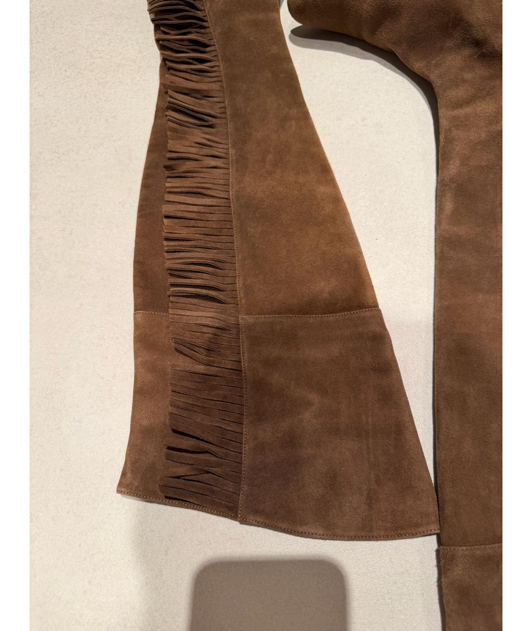 SAINT LAURENT Коричневые замшевые ботфорты, фото 4