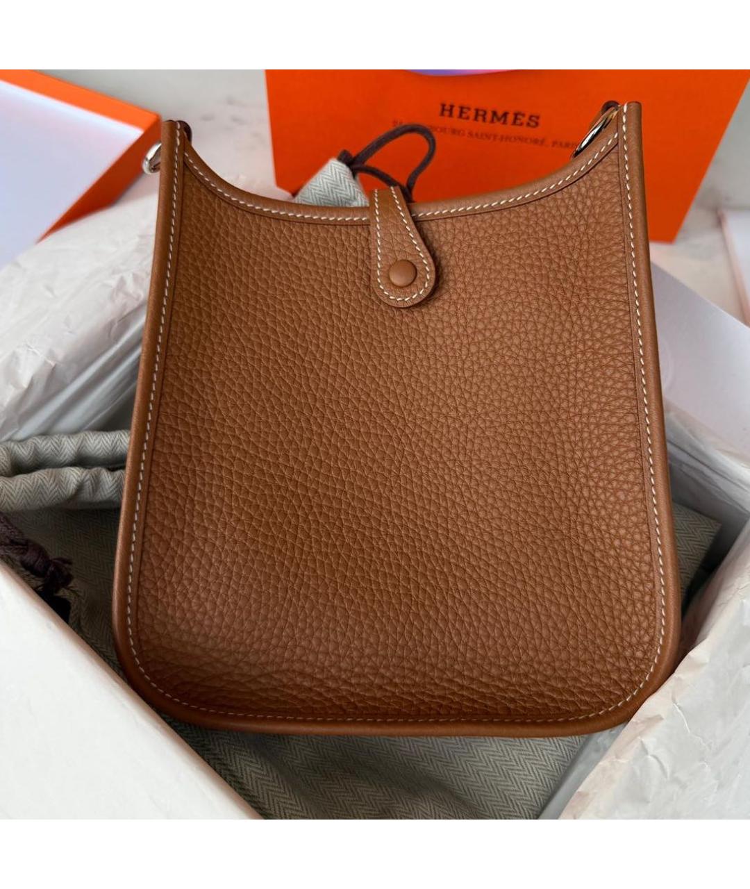 HERMES Коричневая кожаная сумка через плечо, фото 3