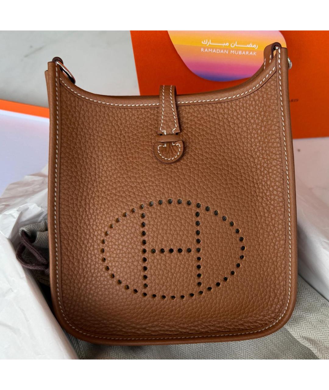 HERMES Коричневая кожаная сумка через плечо, фото 6