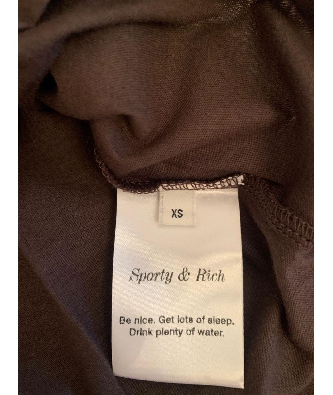 SPORTY AND RICH Коричневая хлопковая футболка, фото 4
