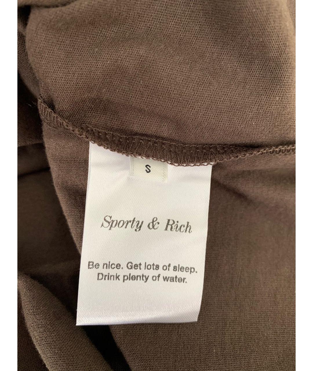SPORTY AND RICH Коричневая хлопковая футболка, фото 5
