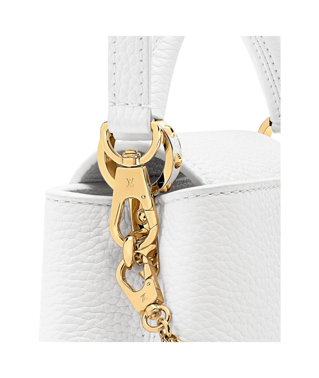 LOUIS VUITTON Белая кожаная сумка через плечо, фото 5