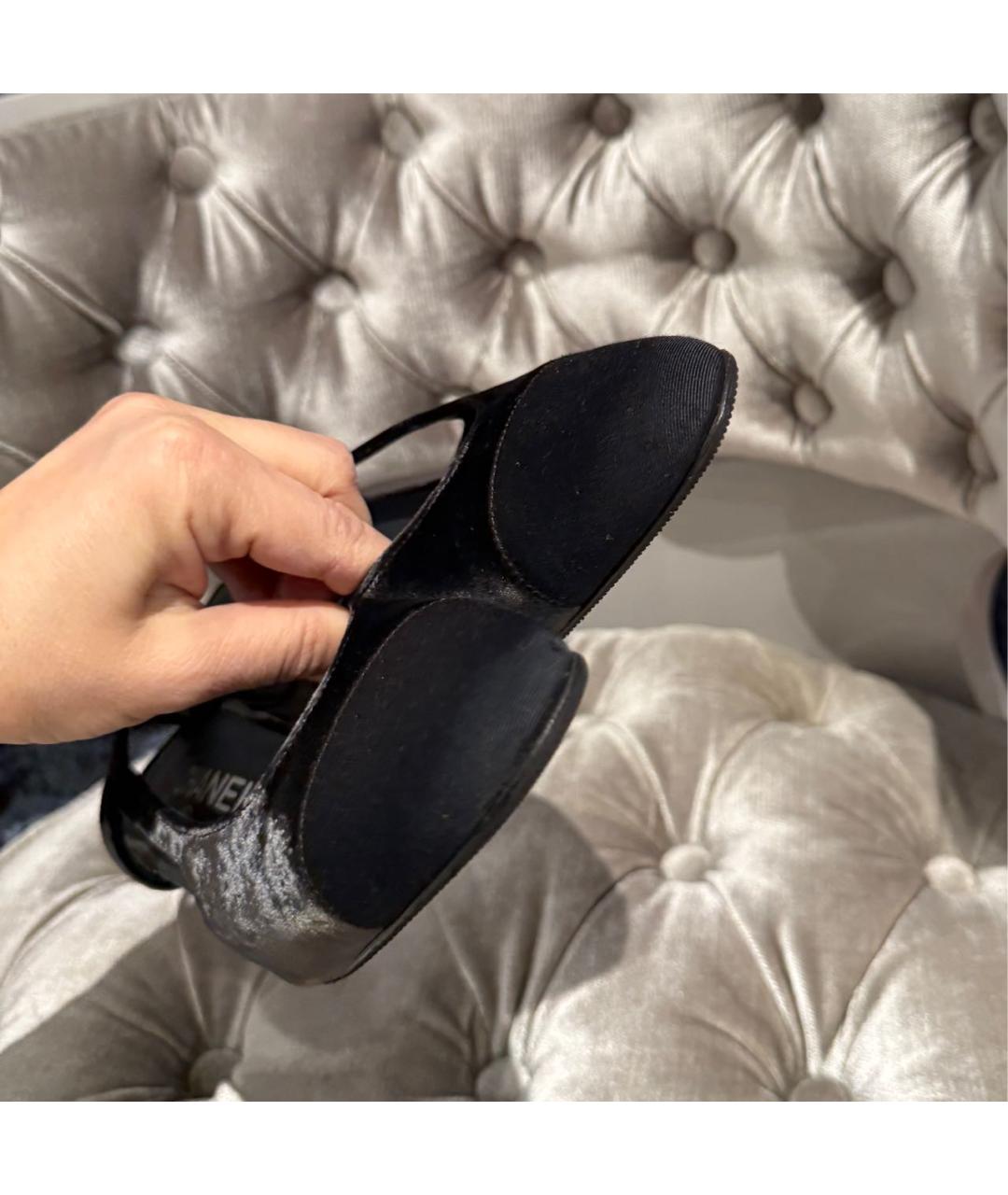 CHANEL Черные текстильные мюли, фото 5