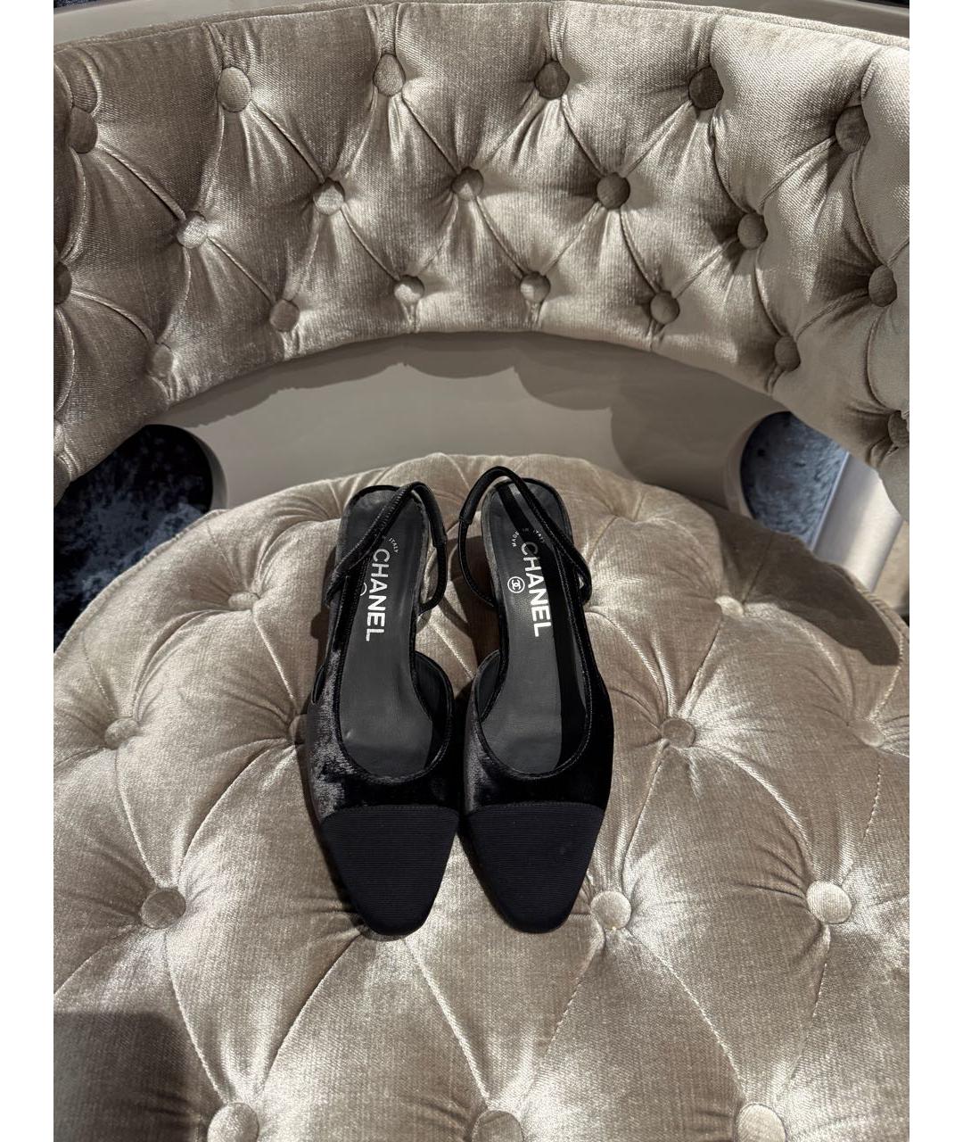 CHANEL Черные текстильные мюли, фото 3