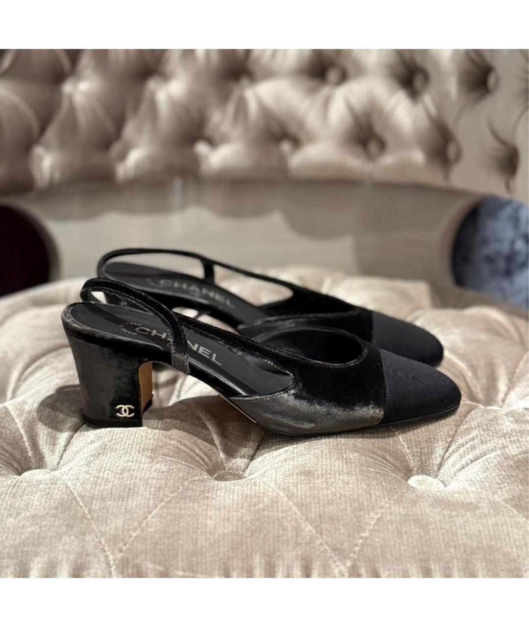 CHANEL Черные текстильные мюли, фото 2