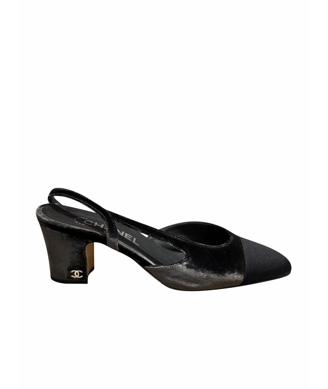 CHANEL Черные текстильные мюли, фото 1