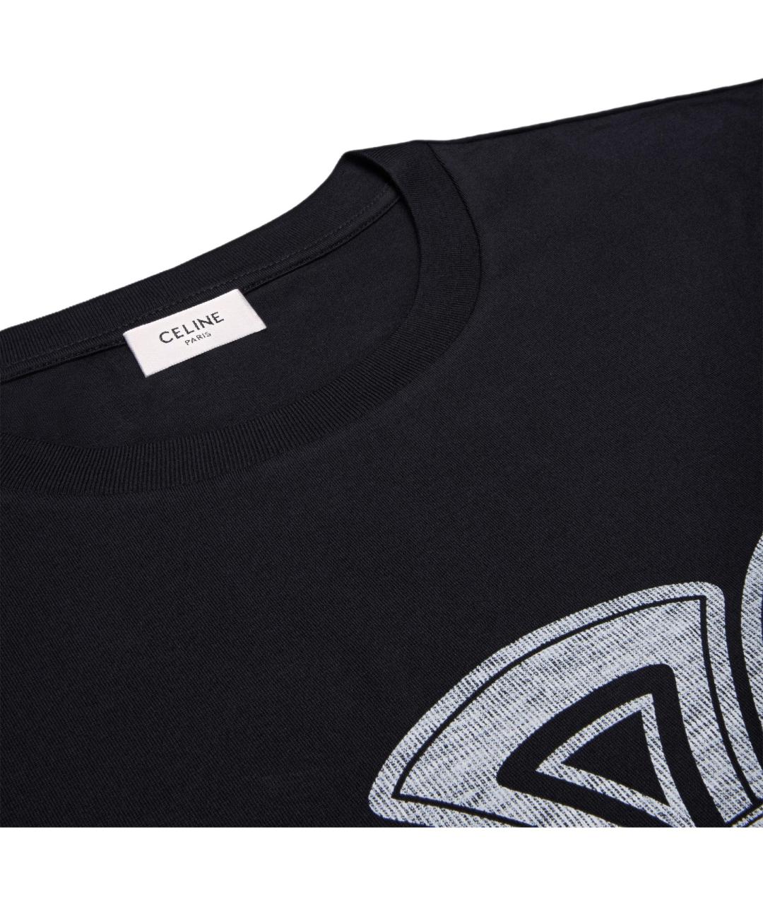 CELINE Черная хлопковая футболка, фото 4