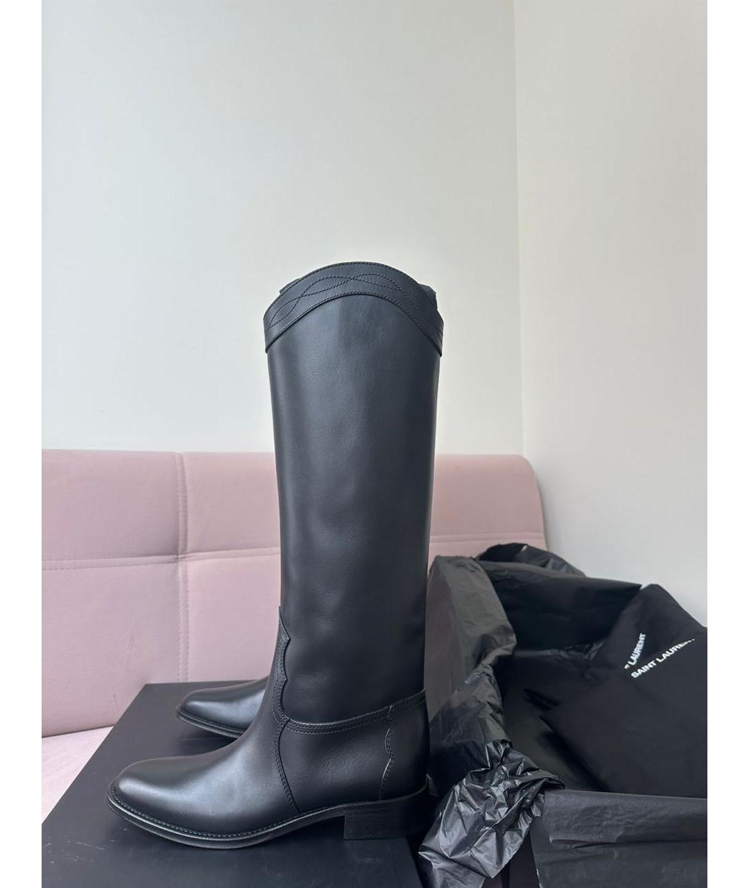 SAINT LAURENT Черные кожаные сапоги, фото 7