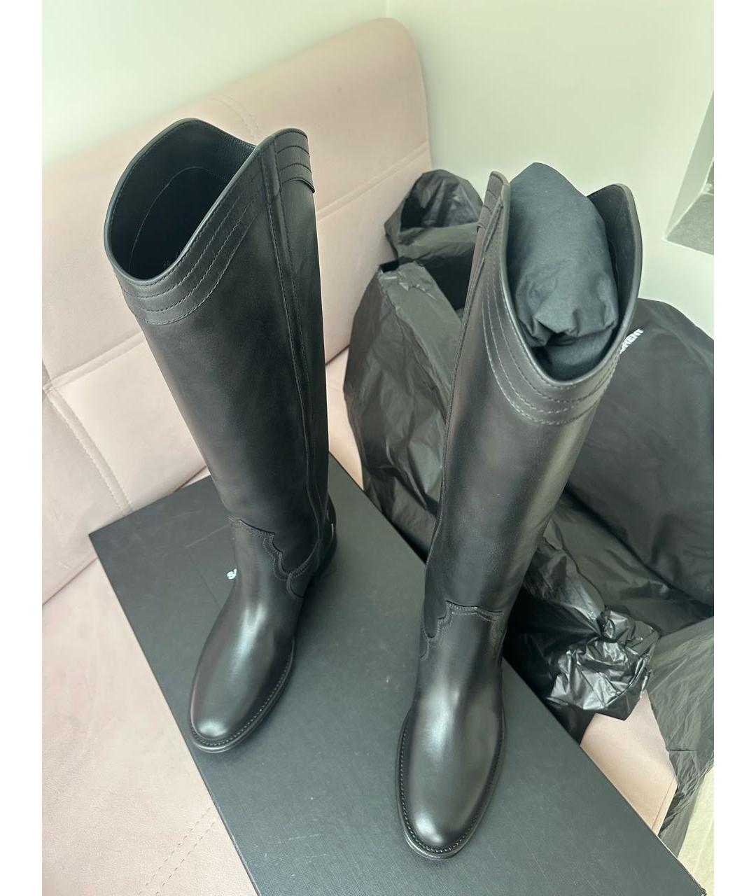 SAINT LAURENT Черные кожаные сапоги, фото 6