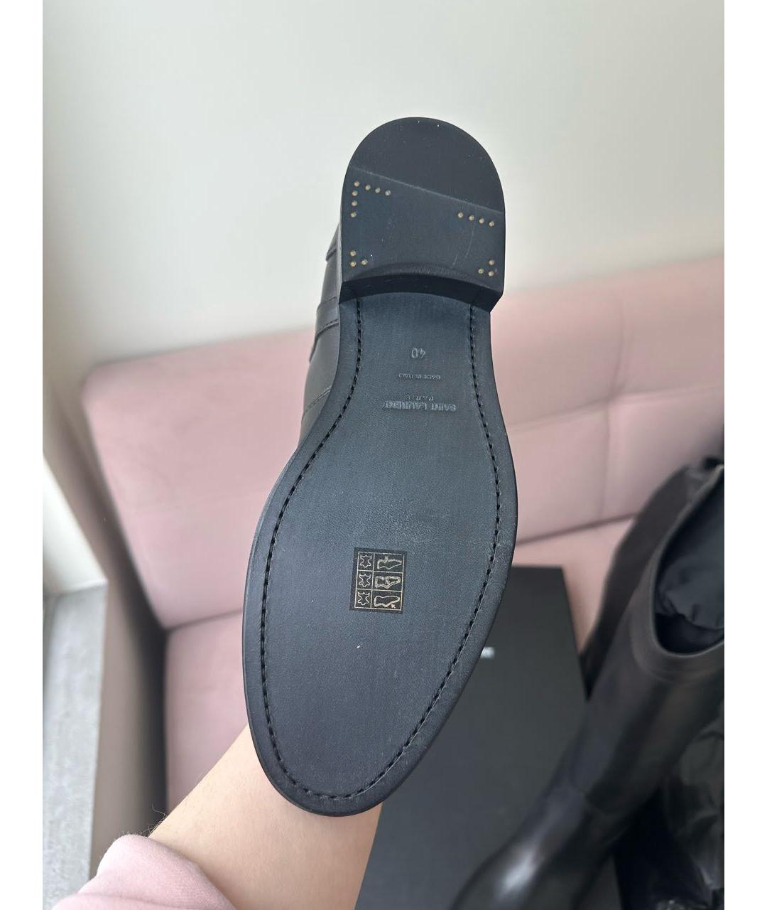SAINT LAURENT Черные кожаные сапоги, фото 5