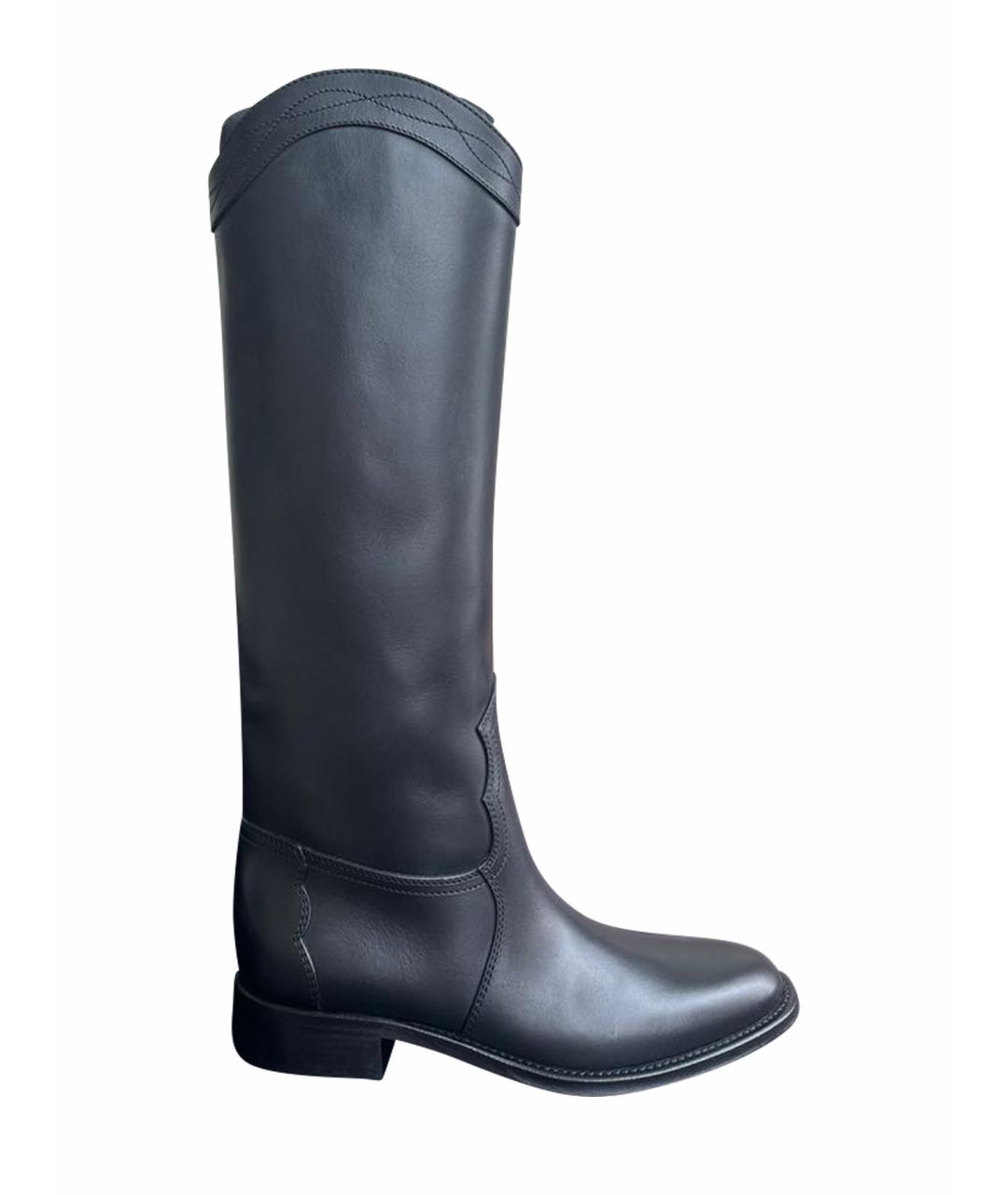 SAINT LAURENT Черные кожаные сапоги, фото 1