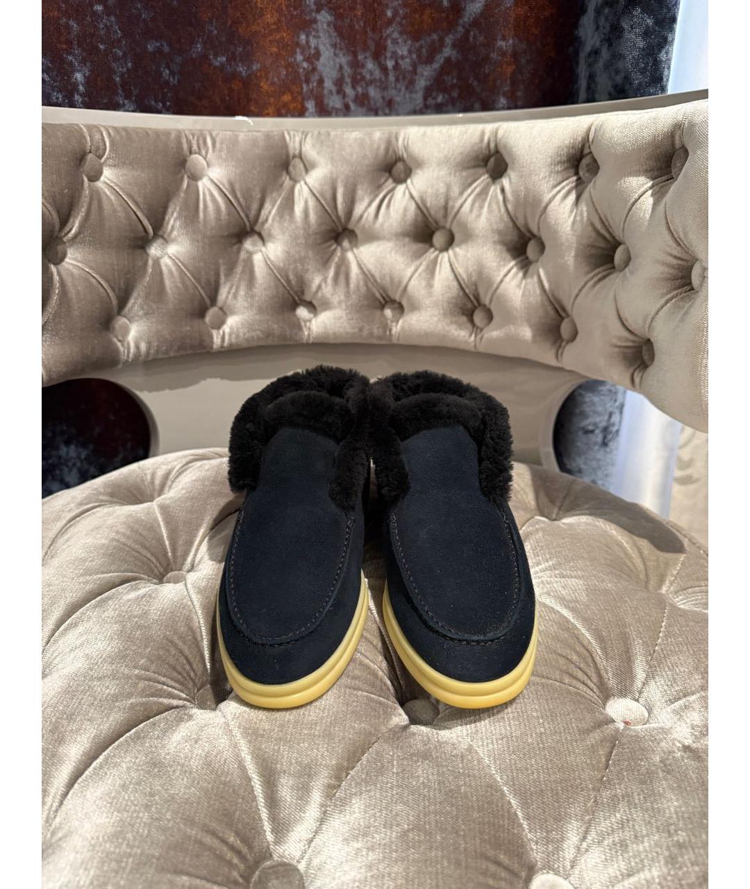 LORO PIANA Темно-синие замшевые ботинки, фото 2