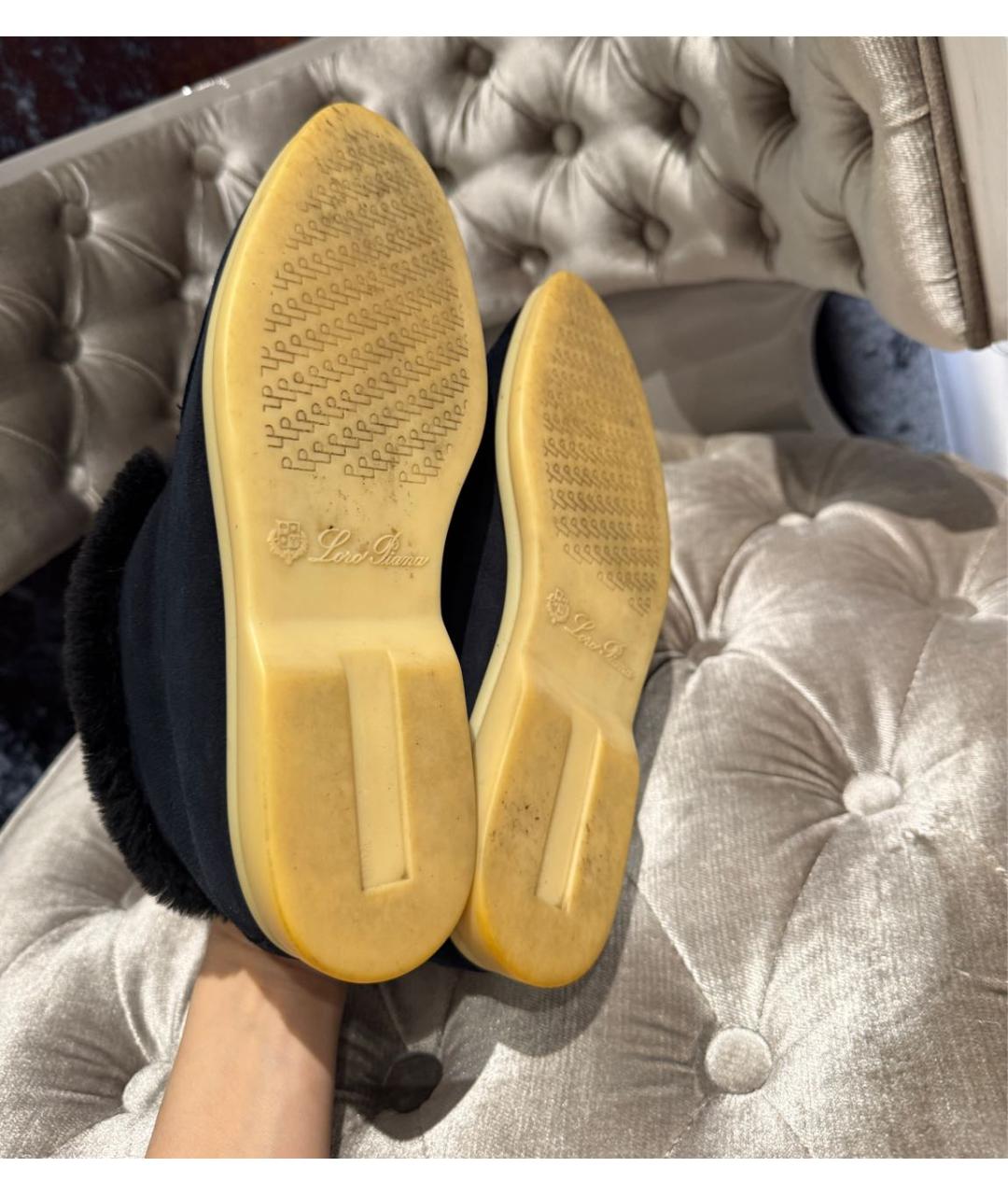 LORO PIANA Темно-синие замшевые ботинки, фото 6