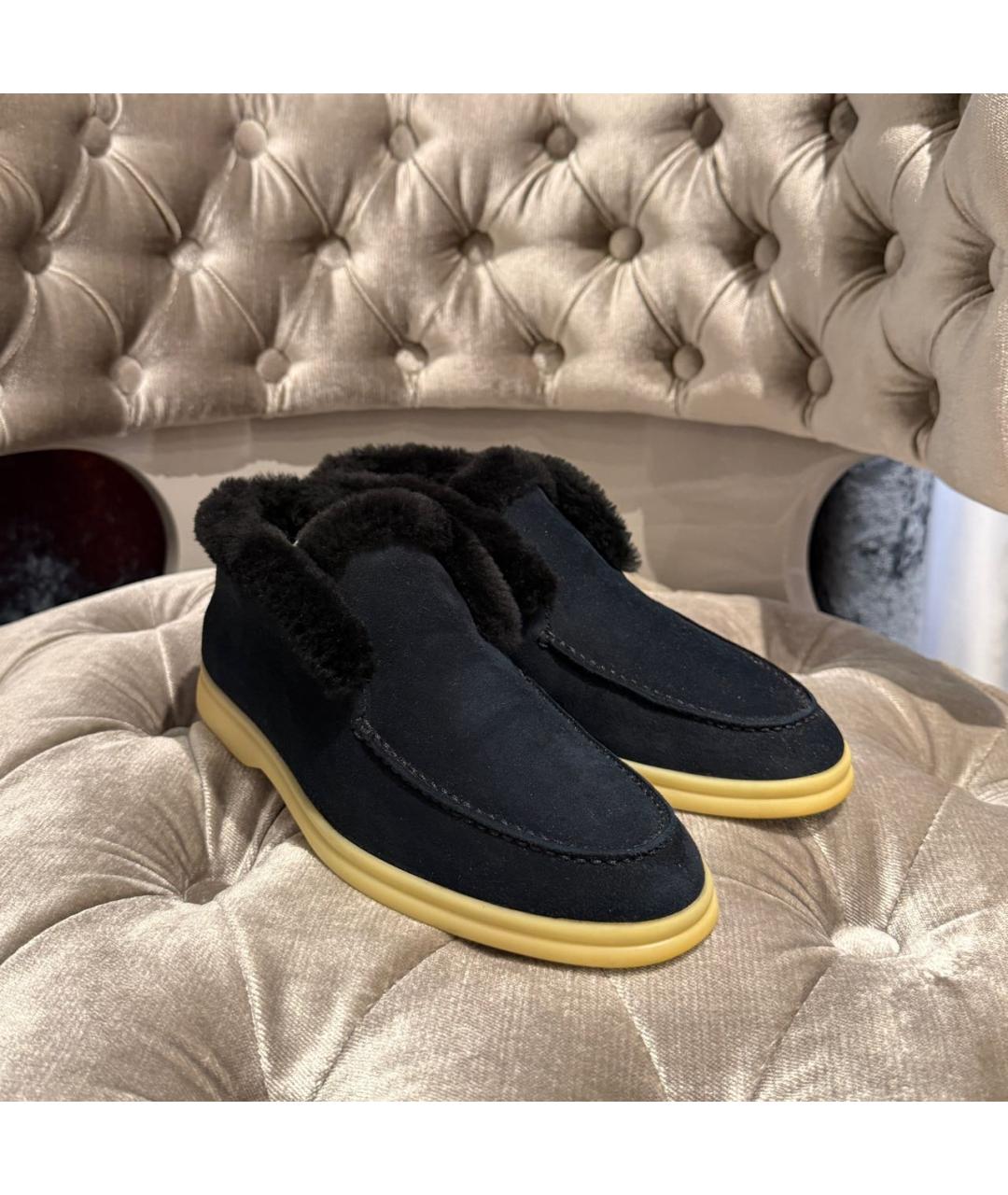 LORO PIANA Темно-синие замшевые ботинки, фото 4