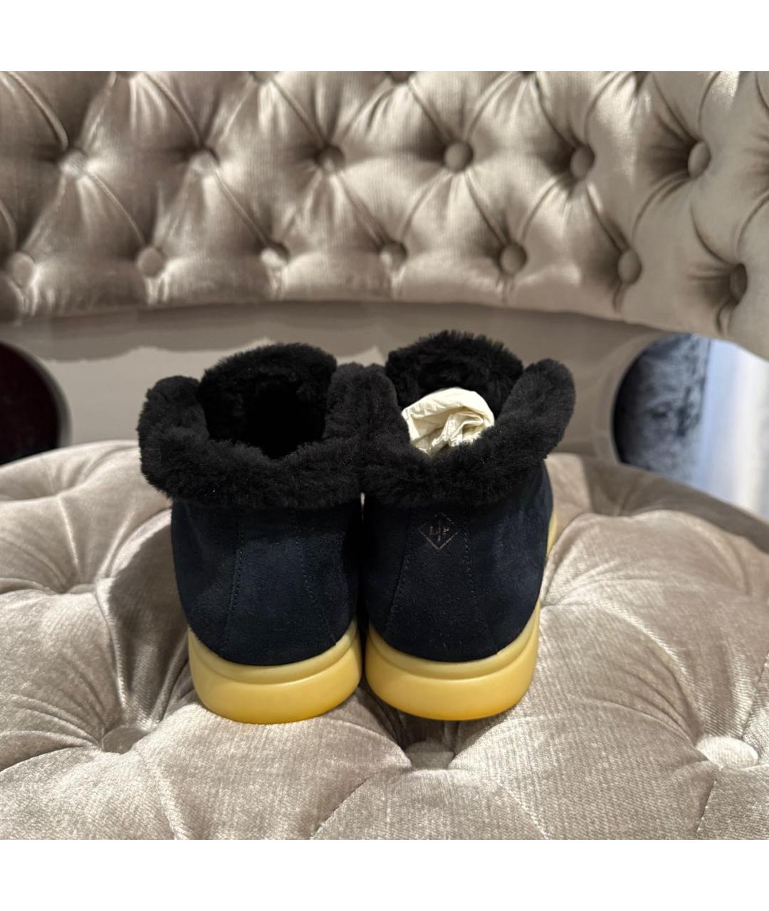 LORO PIANA Темно-синие замшевые ботинки, фото 3