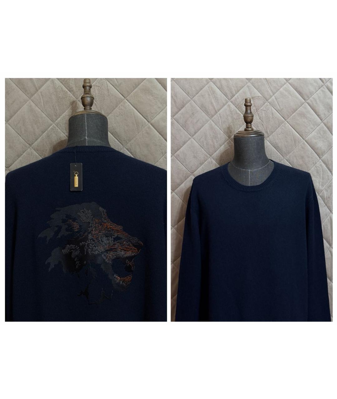 ZILLI Темно-синий кашемировый джемпер / свитер, фото 4