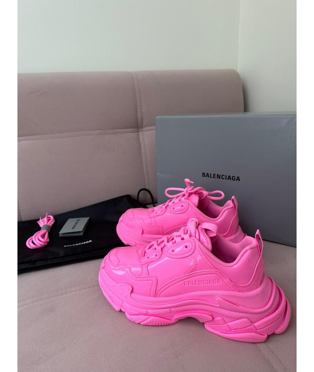 BALENCIAGA Розовые кожаные кроссовки, фото 2