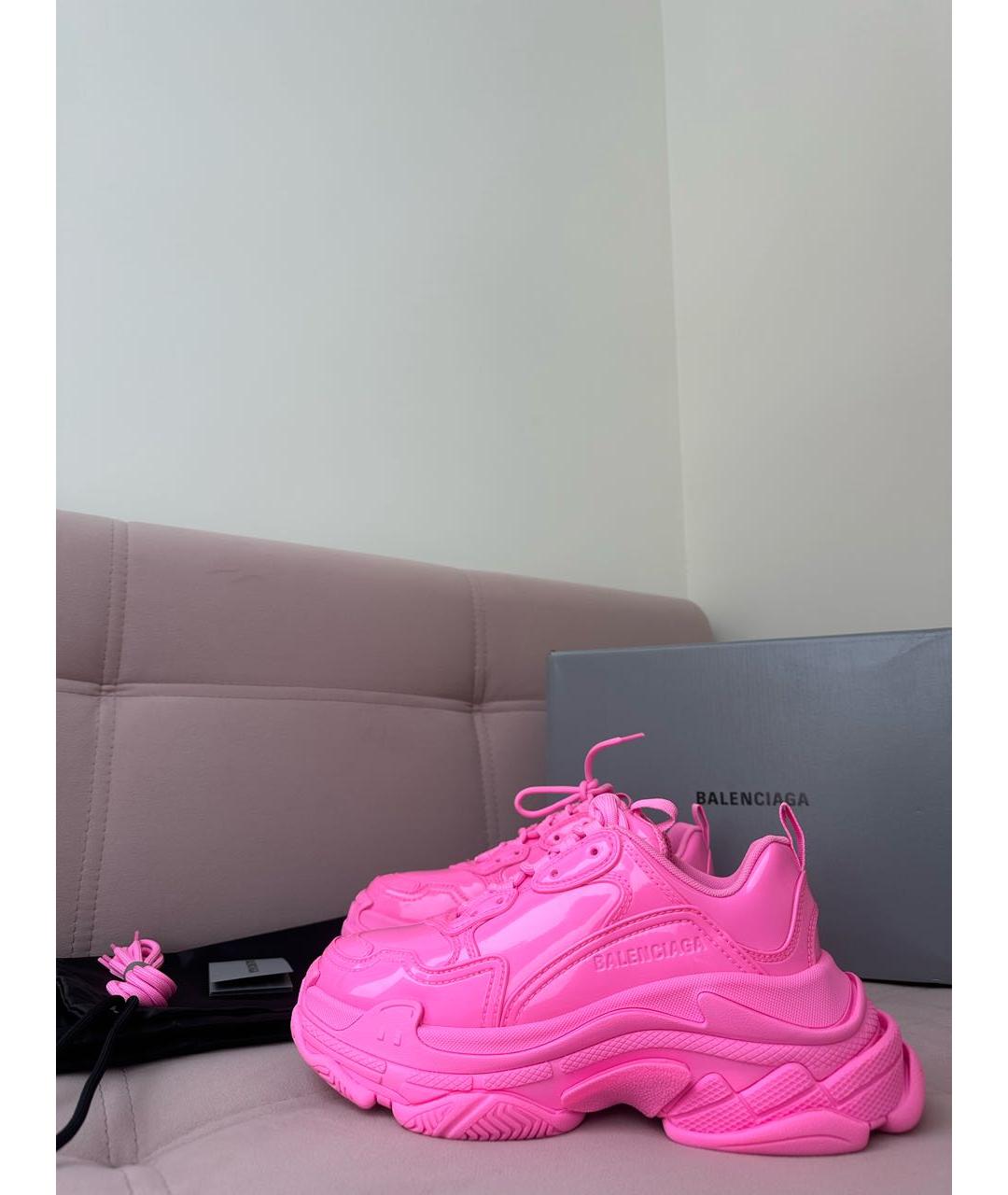 BALENCIAGA Розовые кожаные кроссовки, фото 7