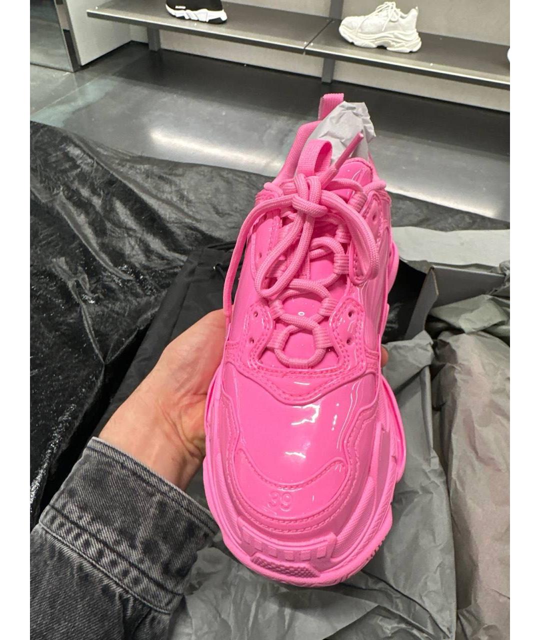 BALENCIAGA Розовые кожаные кроссовки, фото 4