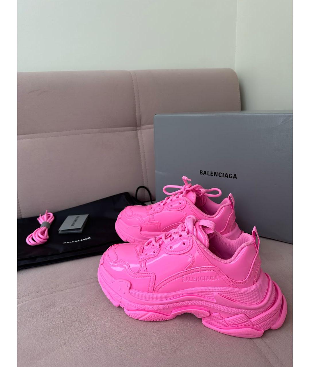 BALENCIAGA Розовые кожаные кроссовки, фото 6