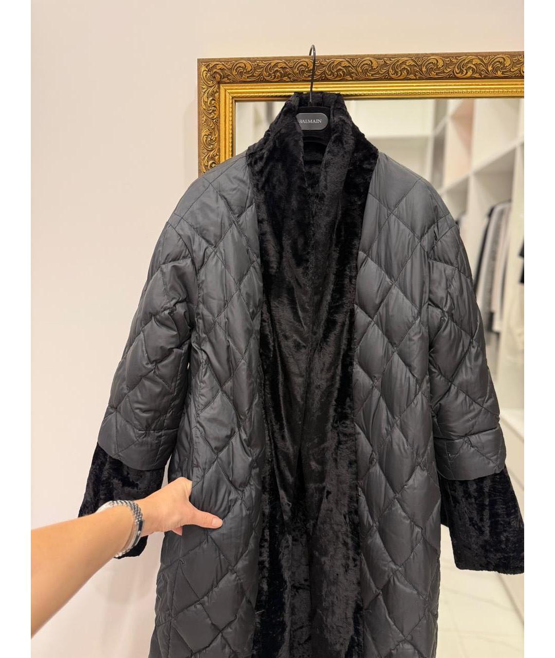 MAX MARA THE CUBE Черное полиэстеровое пальто, фото 3