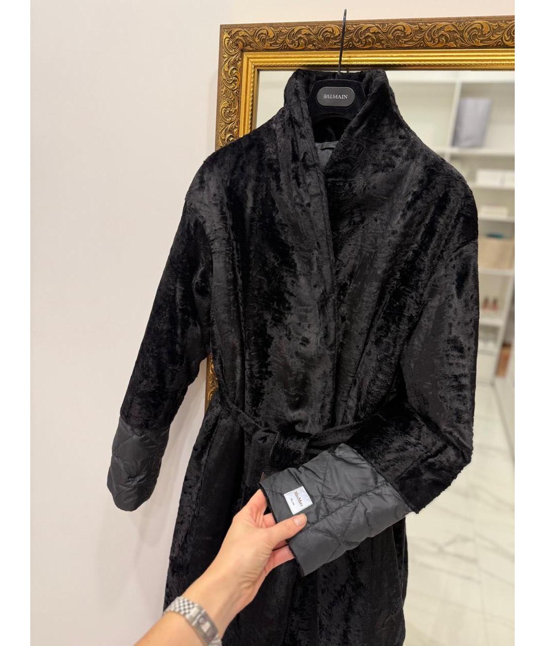 MAX MARA THE CUBE Черное полиэстеровое пальто, фото 5