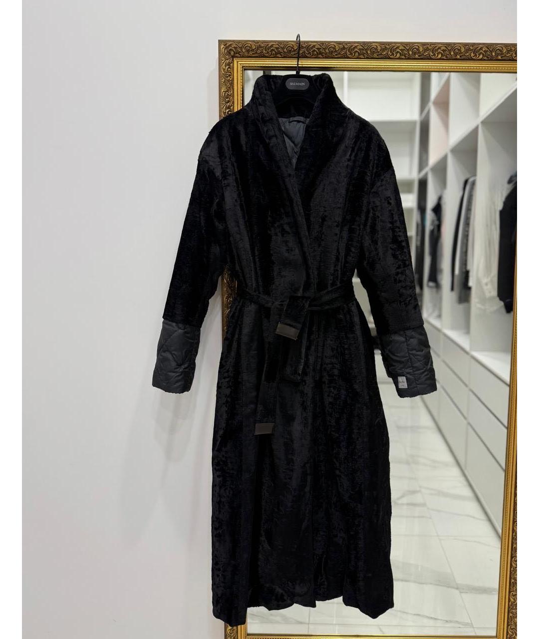 MAX MARA THE CUBE Черное полиэстеровое пальто, фото 4