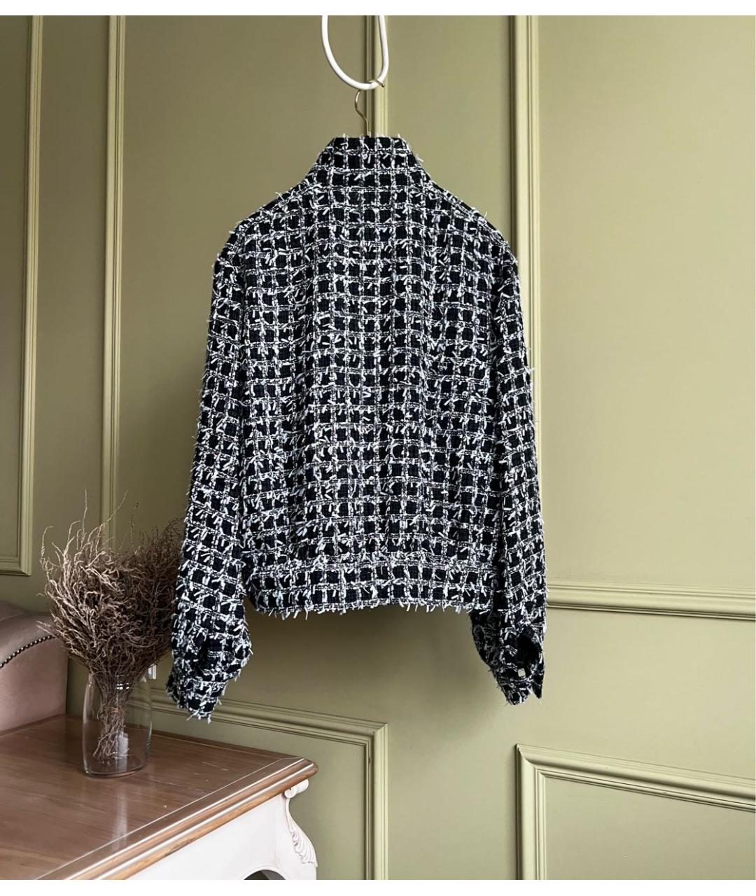 CHANEL Черный твидовый жакет/пиджак, фото 6