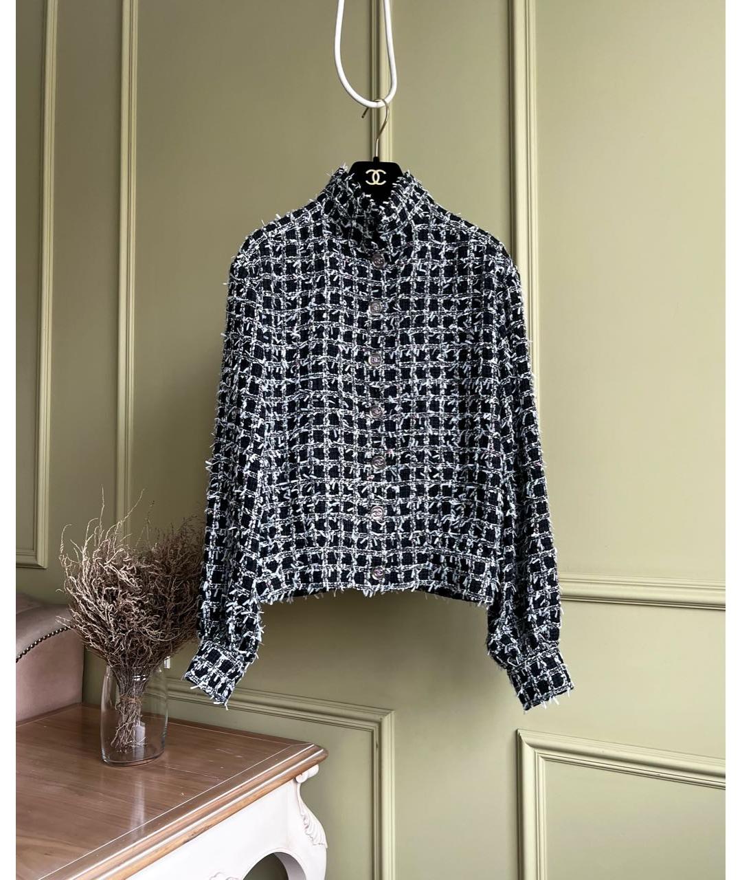 CHANEL Черный твидовый жакет/пиджак, фото 9