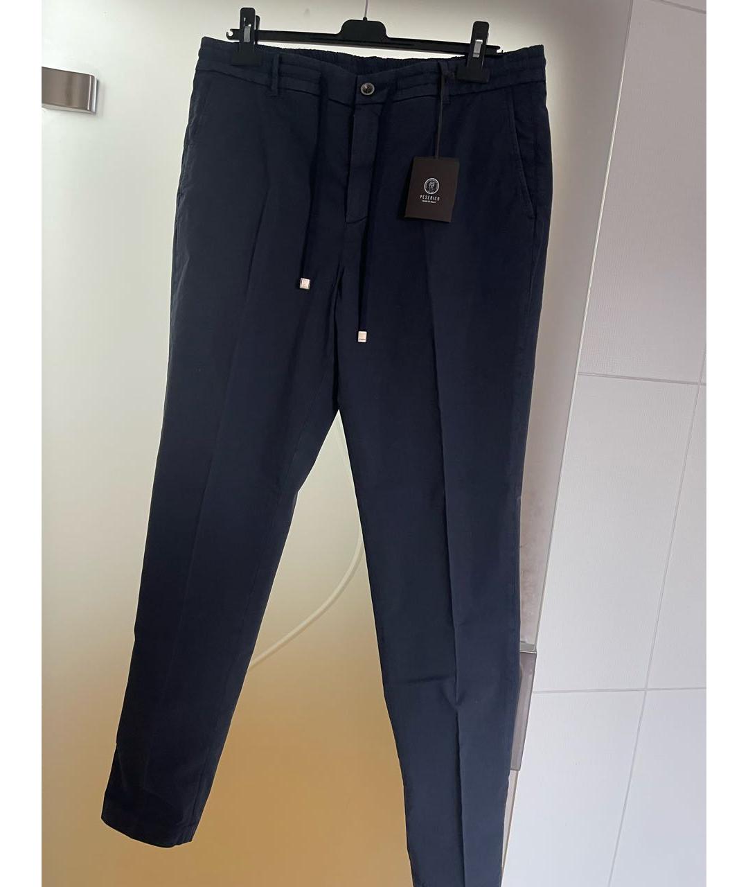 PESERICO Темно-синие хлопковые брюки чинос, фото 5