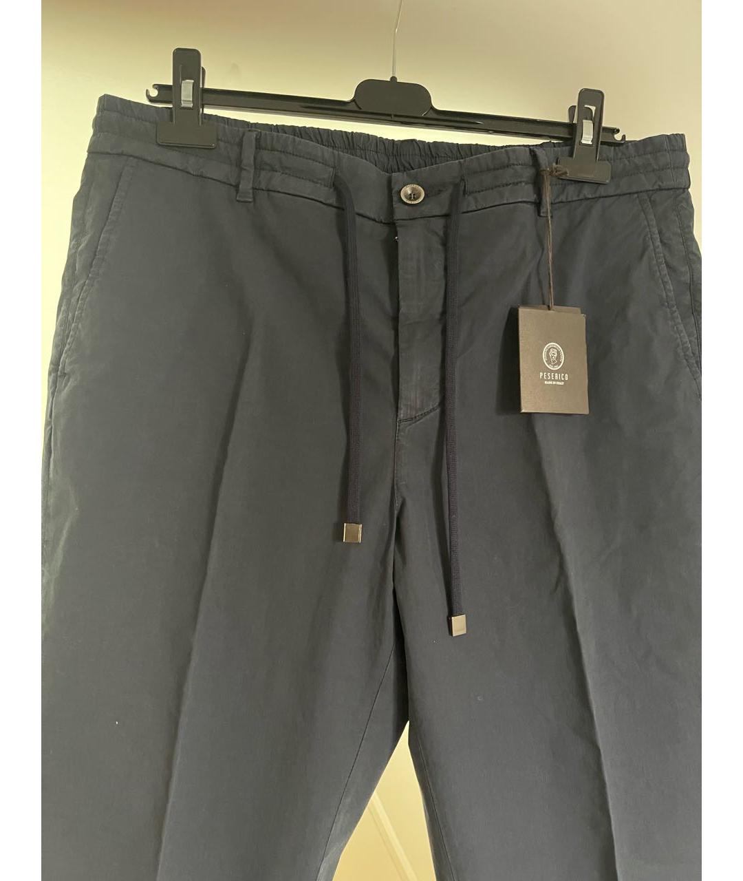 PESERICO Темно-синие хлопковые брюки чинос, фото 3
