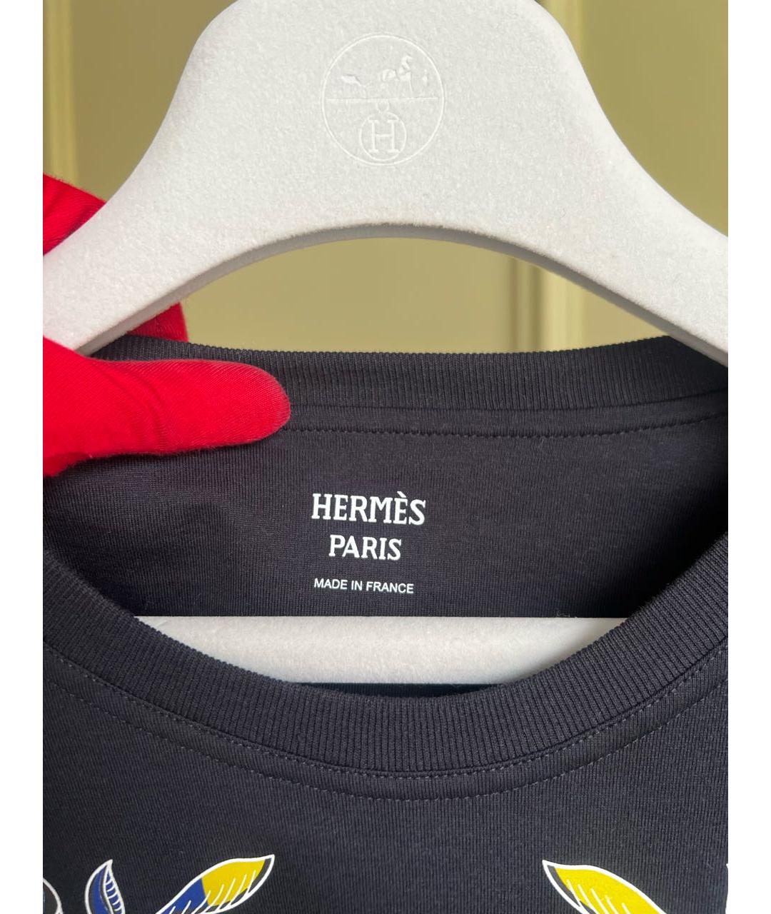 HERMES Темно-синяя хлопковая футболка, фото 6