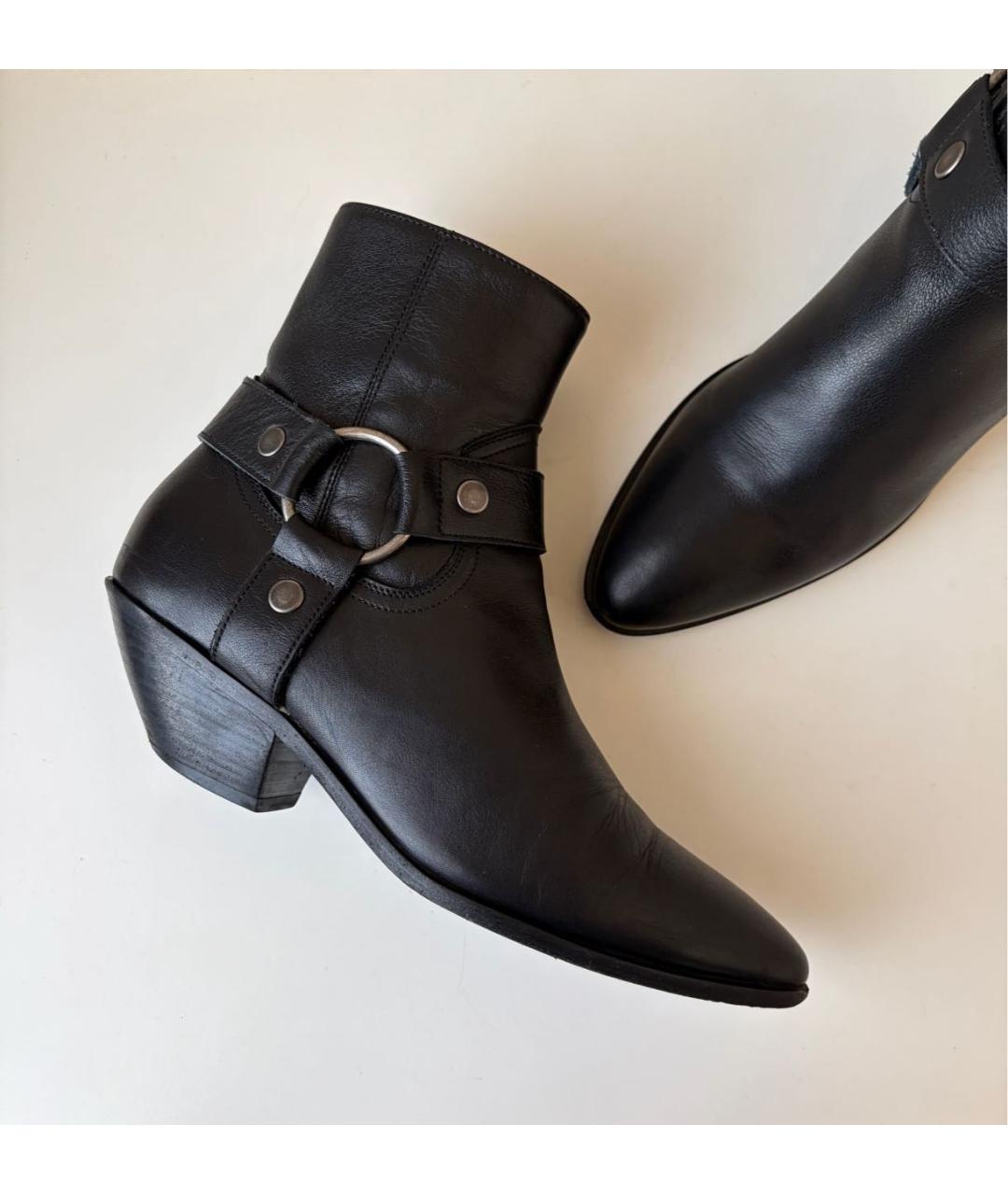 SAINT LAURENT Черные кожаные ботильоны, фото 6