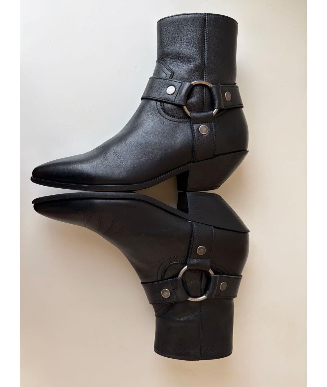 SAINT LAURENT Черные кожаные ботильоны, фото 5