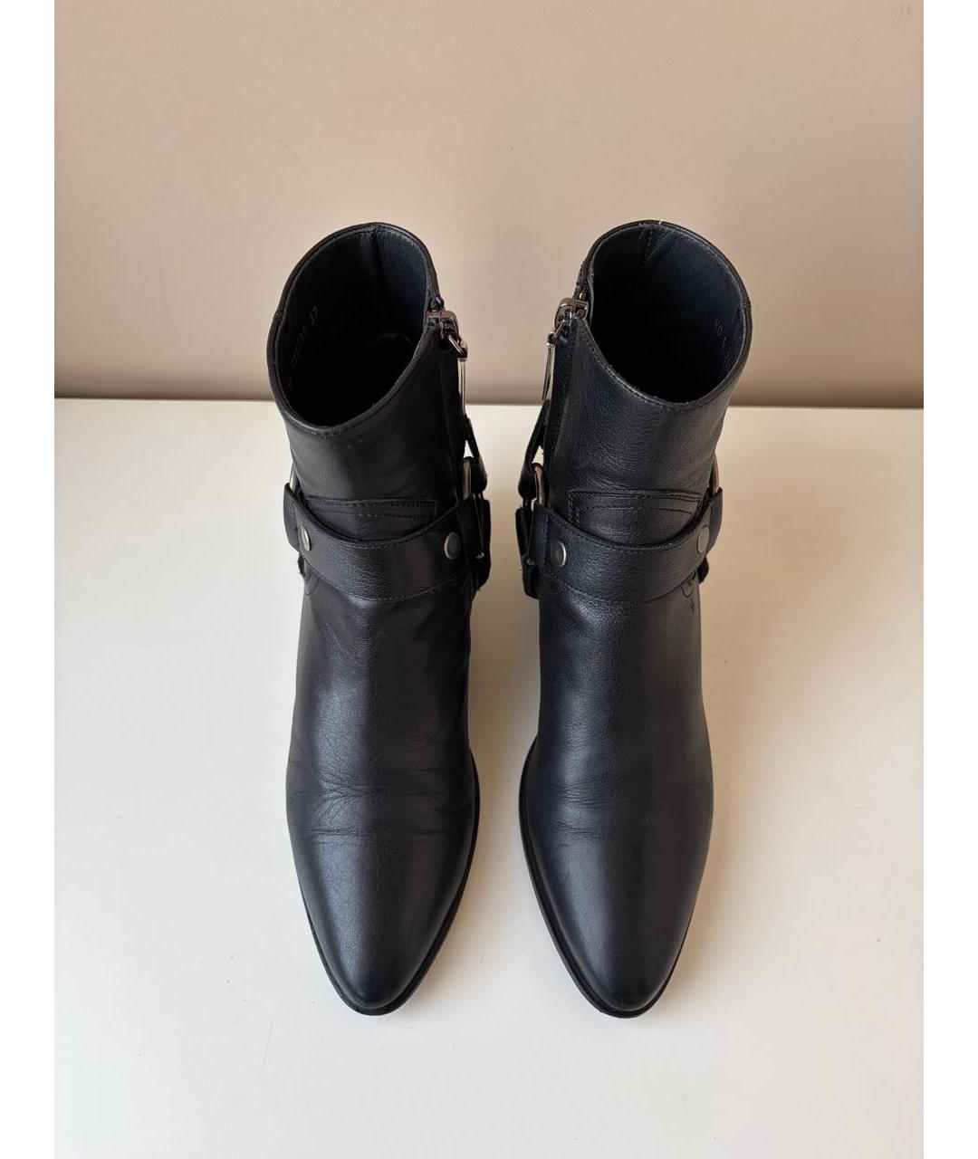 SAINT LAURENT Черные кожаные ботильоны, фото 3