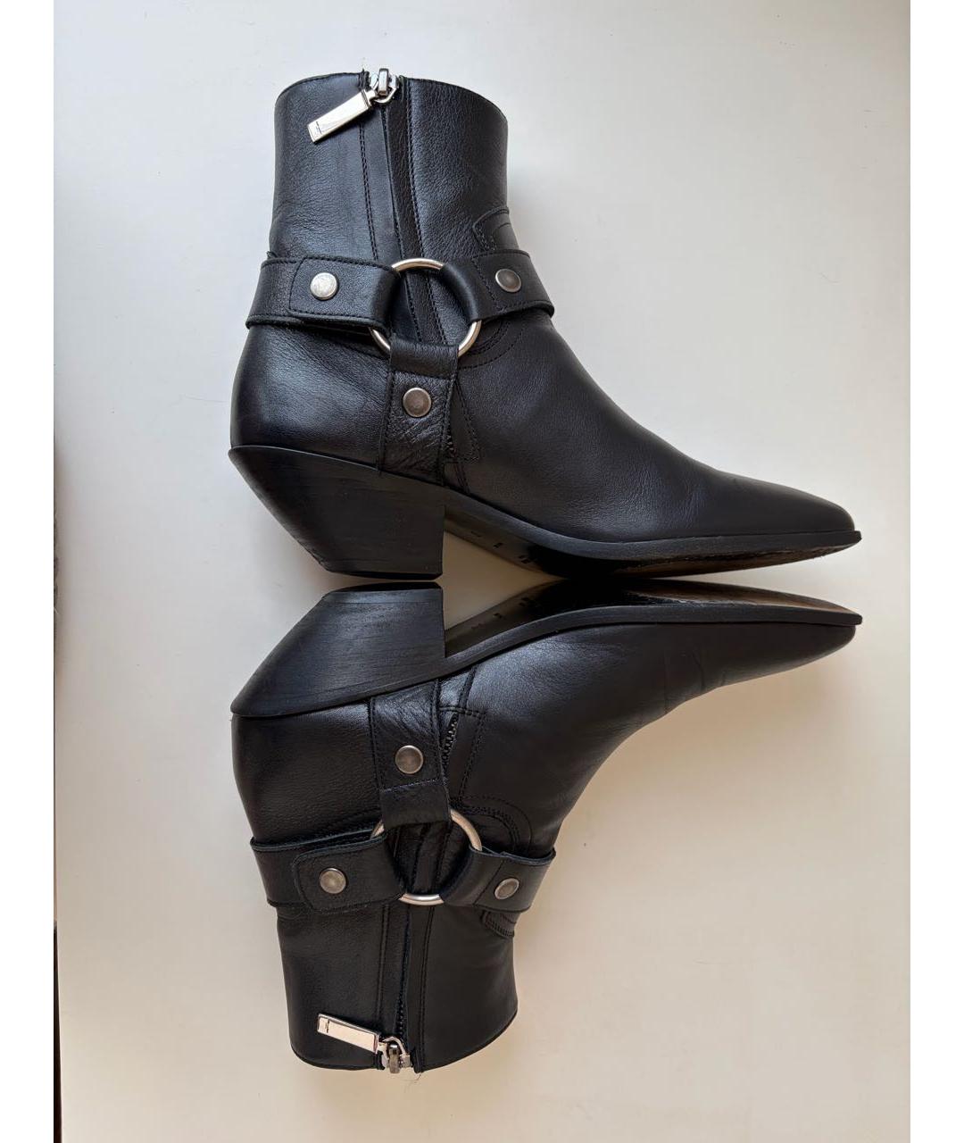 SAINT LAURENT Черные кожаные ботильоны, фото 4