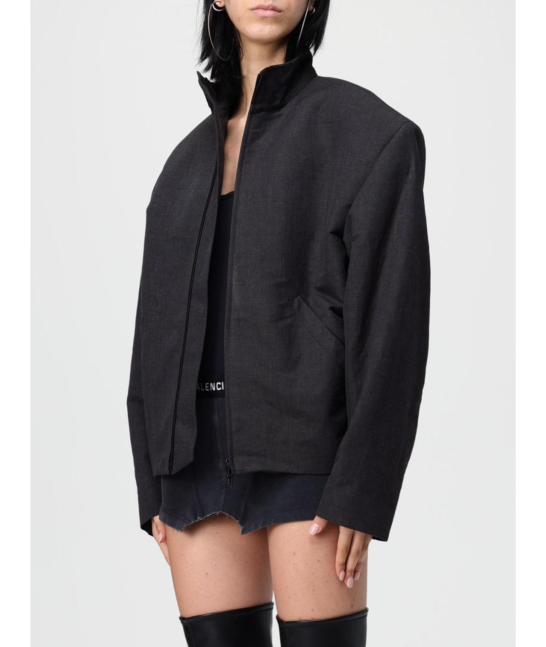 BALENCIAGA Черная льняная куртка, фото 4