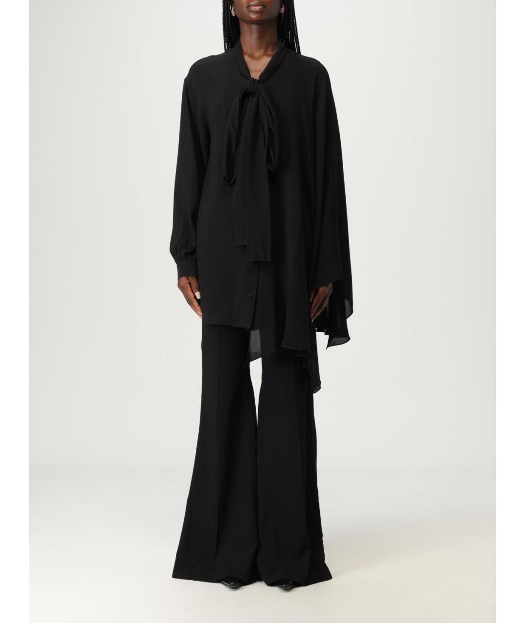 BALENCIAGA Черная шелковая блузы, фото 6