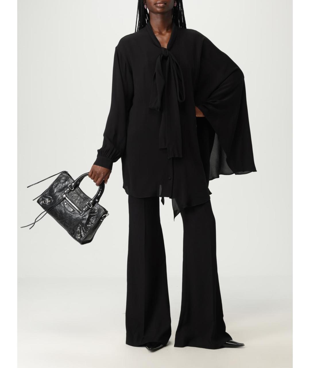 BALENCIAGA Черная шелковая блузы, фото 2