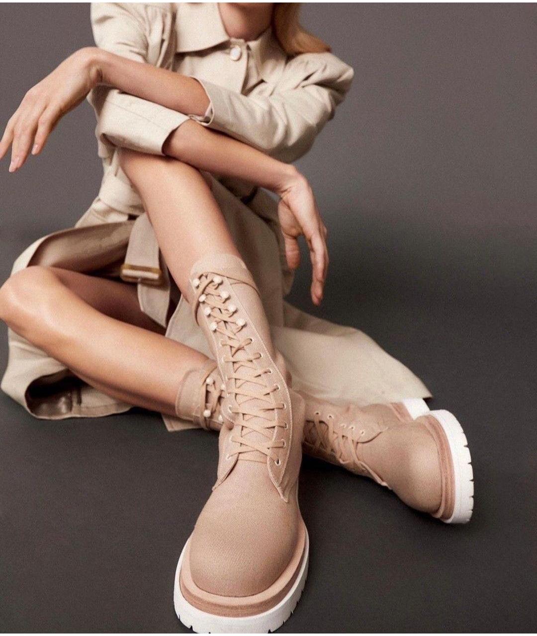 MAGDA BUTRYM Бежевые текстильные ботинки, фото 3